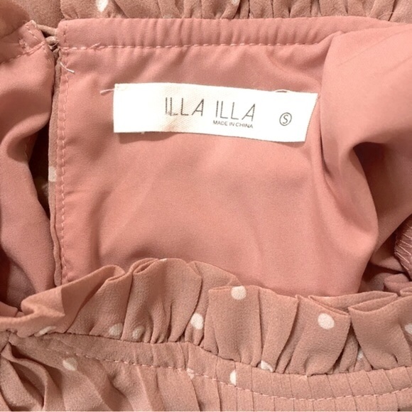 ILLA ILLA Hope’s Blush Polka Dot Long Sleeves Pleated Relaxed Fit Midi Dress - Picture 10 of 16